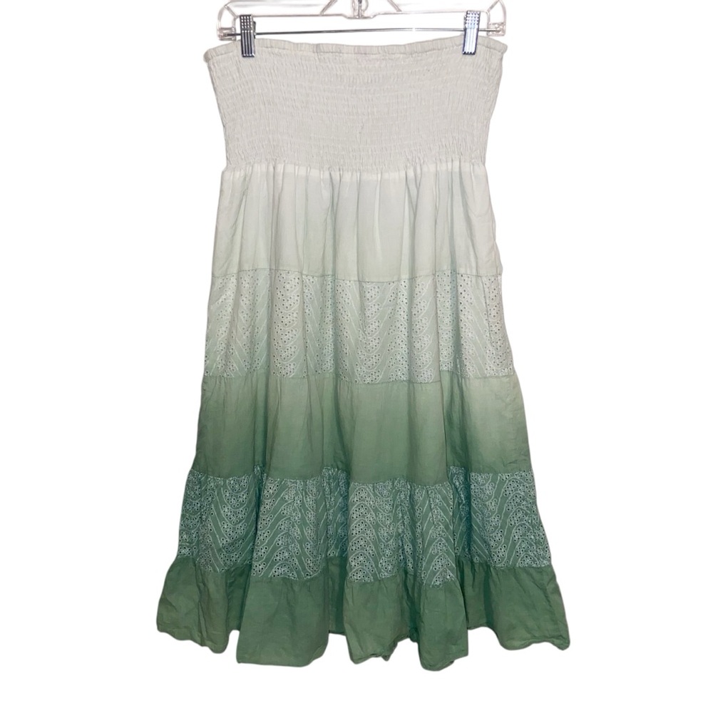 Metro Wear Skirt Womens XL Tiered Eyelet Lace Smocked Cottagecore Boho Pull On